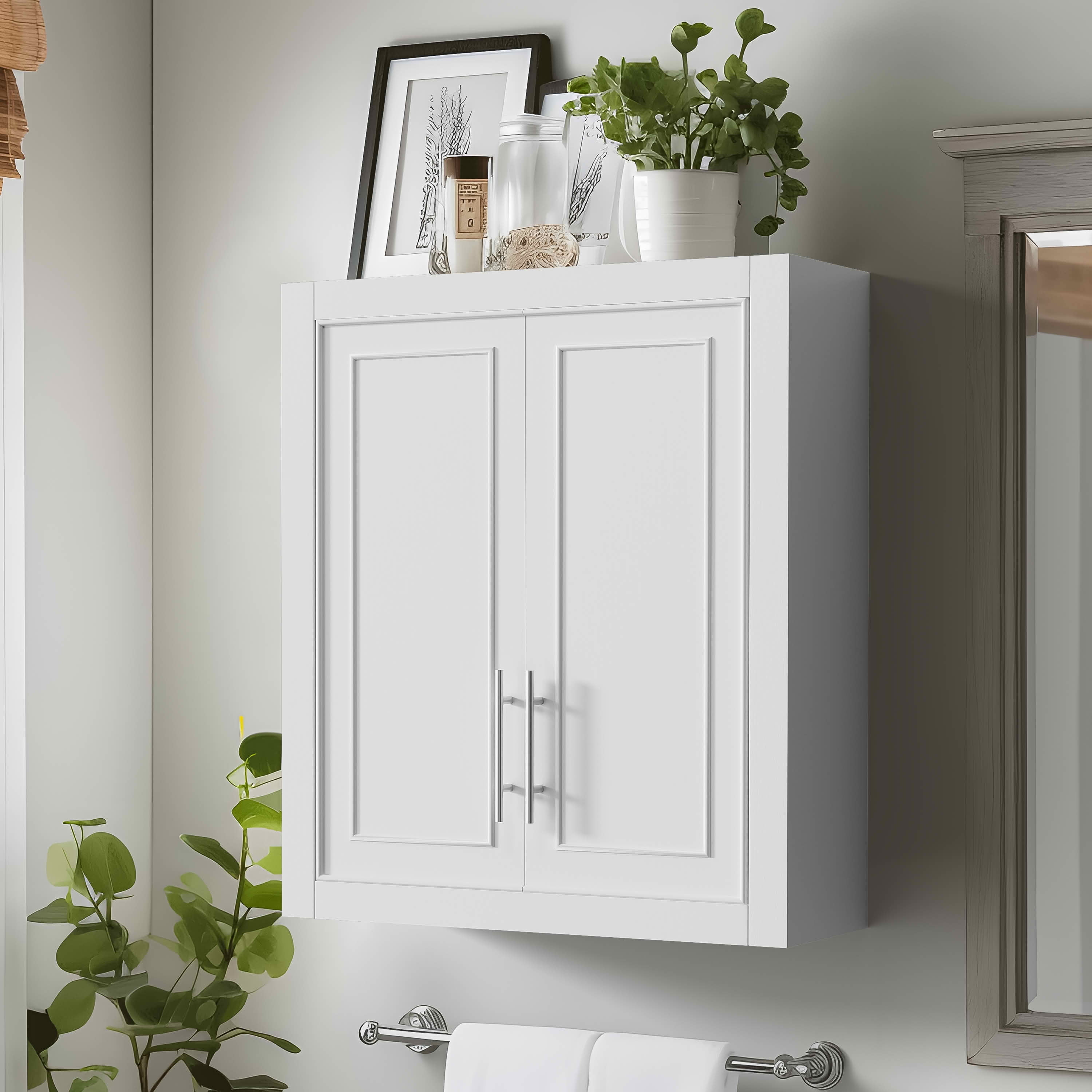 MAYEERTY 26x22x8 Inch White Wall Mounted Storage Cabinet for Home & Bathroom