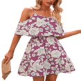 thumbnail image 2 of AMERTEER Femmes Bretelles Floral Robe Sans Manches V Cou A-Doublé Été Décontracté Rue Midi Plage Robe Robe Sundress, 2 of 6