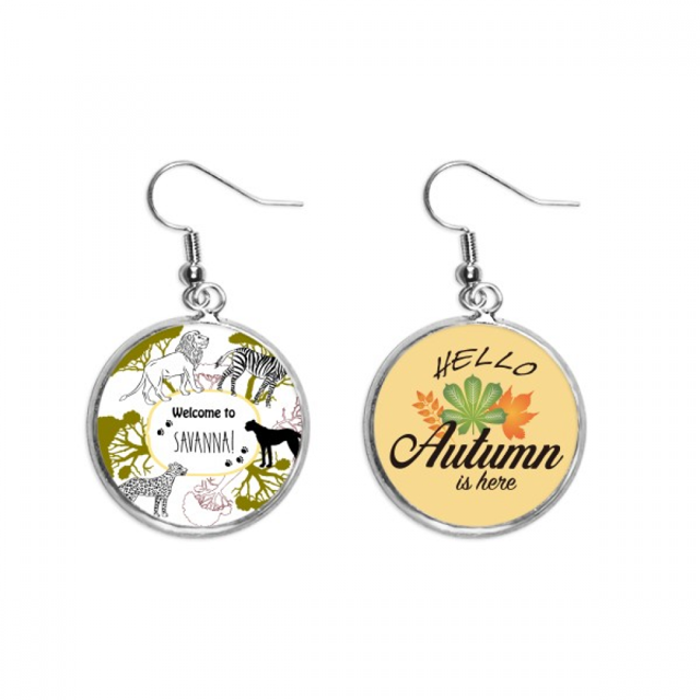 Bienvenidos a la sabana africana zebra leopardo Wildlife Pendiente del lóbulo de la joyería del pendiente de la hoja del otoño Unbranded M