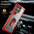 thumbnail image 2 of Dteck for Samsung S24 Ultra Case, Shockproof Crystal Clear Anti-Yellow Heavy Duty Acrylic Protective Phone Case with Magnetic Kickstand Cover, Red, 2 of 6