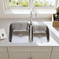 thumbnail image 3 of 32 Inch Undermount Double Bowl 60/40 Kitchen Sink 18 Gauge Stainless Steel Curved Design Brushed Nickel Sink 32" x 20" x 9", 3 of 7