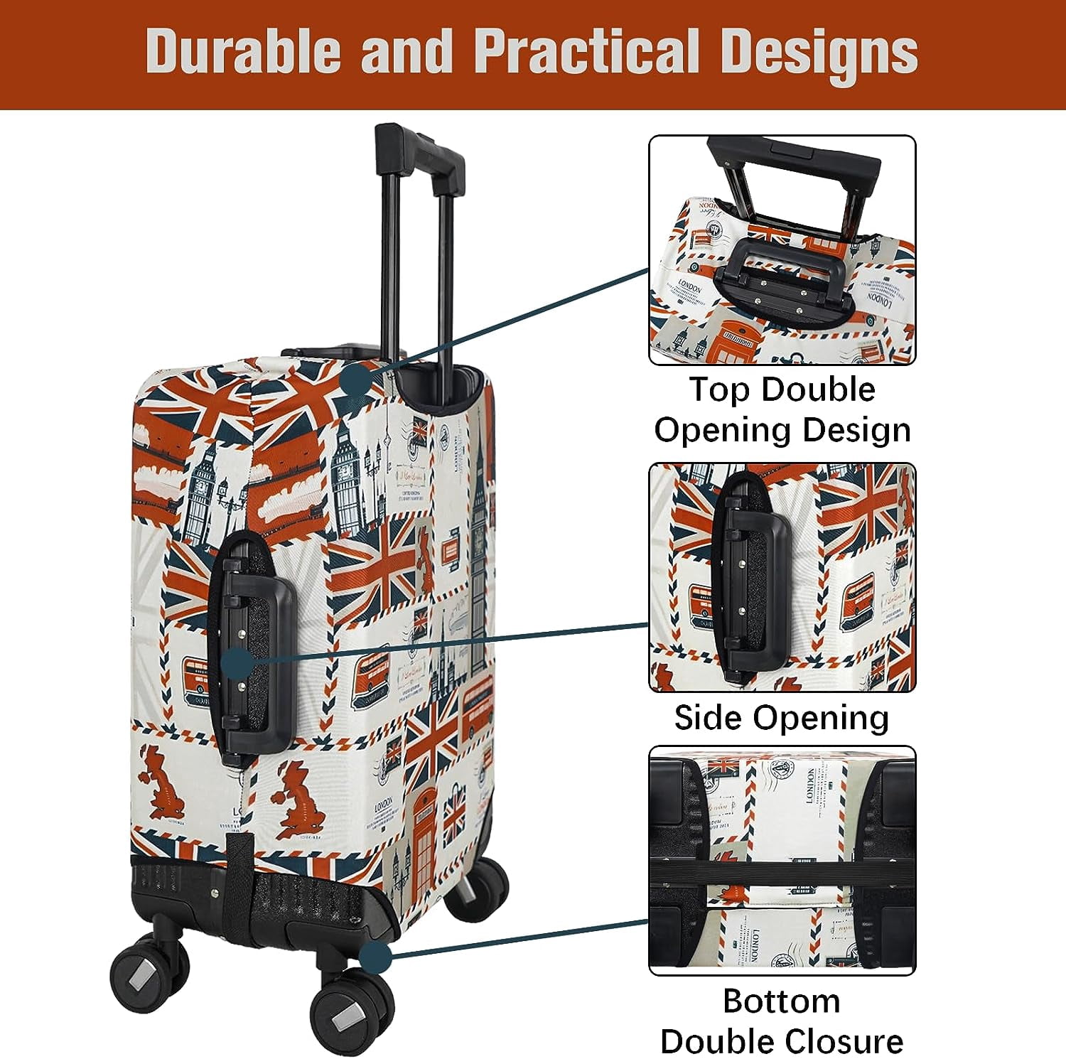 Luggage Cover Protector Travel Suitcase Covers Protective Skin for Carry On Baggage Fit 25-28 Inch Luggage
