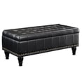 thumbnail image 1 of Pouf de Rangement Carré Caldwell en Cuir Noir avec Clous, 1 of 3