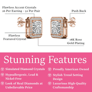 Cate & Chloe Norah 18k Rose Gold Plated Stud Earrings with Simulated Diamond Crystals for Women