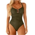 thumbnail image 4 of Tankini para mujer, traje de baño de dos piezas con tirantes, espalda descubierta, color liso, con bloques de color y hombros descubiertos, tankini para mujer, traje de baño de dos piezas, trajes de b, 4 of 8