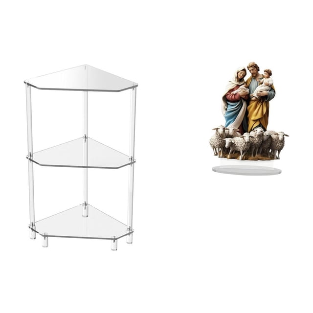 Mesa auxiliar de esquina,Mesa auxiliar de esquina de acrílico de 3 niveles,Letrero de mesa,Decoración de escritorio acrílica Rincón festivo Decoración del hogar,Decoración de fiesta