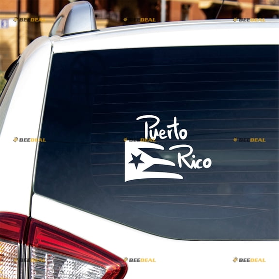 Puerto Rico Flag PR Sticker Decal Vinyl - 2 Pack White 4" - For Car Boat Laptop Cup No Background Die-cut