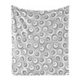 thumbnail image 1 of Psychedelic Soft Flannel Fleece Throw Blanket, Circles Like Nested Eyeballs Abstract Pattern Modern Ornamental Print, Cozy Plush for Indoor and Outdoor Use, 70" x 90", White Grey, by Ambesonne, 1 of 6