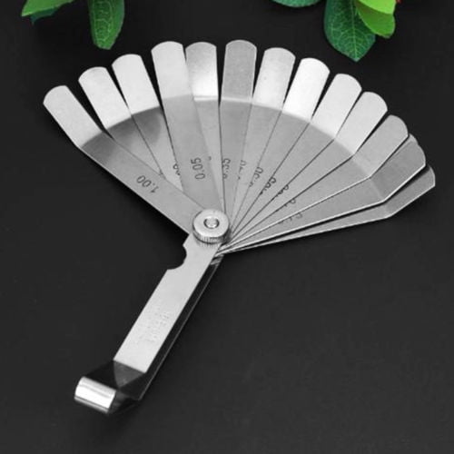 Filler Ruler 16 Blades Feeler Gauge 0.05-1.00mm Thickness Stainless Steel Curved ...