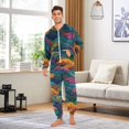thumbnail image 6 of FORMRS Onesies Pajama for Adults Unisex Hoodie Winter Jumpsuit One Piece Sleepwear, Sizes S-2XL, Colorful Waves Pattern, 6 of 7
