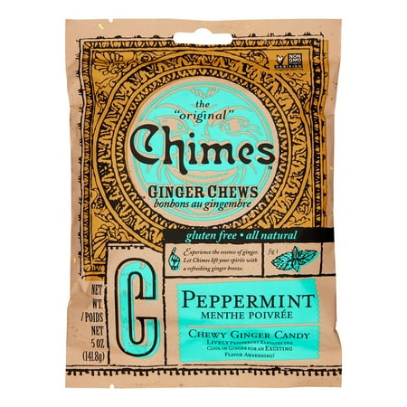 Chimes ginger chews, peppermint, 5 oz