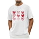 thumbnail image 1 of Tops para hombre, blusas y camisas de cuello redondo y manga corta para hombre. Camiseta/camisa informal de cuello redondo y manga corta con estampado de corazones para hombre. Tops de poliéster para, 1 of 4