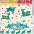 thumbnail image 1 of Whimsical Christmas Shower Curtain with Teal Reindeer & Festive Design, 1 of 5