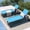Blue, variant on TROPOW Outdoor Lounge Chair Set with Side Table, 2 Chairs and 1 Table, Lounge Chairs with Wheels, Poolside Loungers, Patio Chaise Lounge Chairs, Sunbathing Chair