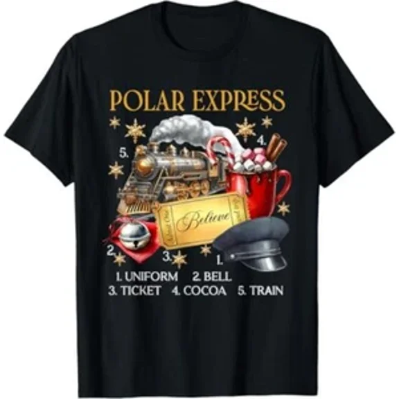 RARE Vintage Believe Train North Pole Polar Express All Abroad T-Shirt