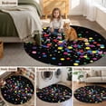 thumbnail image 5 of Colorful Polka Dot Round Area Rug 3.3Ft Washable Circle Rugs for Dining Room Table, Cartoon Cute Abstract Graffiti Black Non-Slip Carpet Floor Mats Indoor Outdoor Carpet Runner Aesthetic Home Decor, 5 of 8