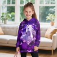 thumbnail image 3 of Psesaysky Kids Girls Fleece Pullover Hoodies Long Sleeve Purple Horse Rose Printed Hooded Sweatshirts with Pockets Casual Trendy Tops for 13-14 Years, 3 of 7