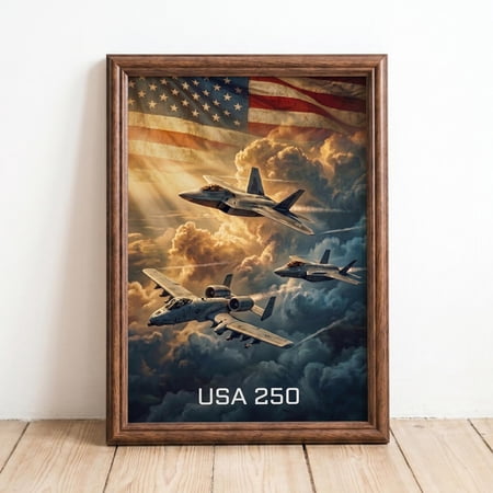 Affixzi America 250 Patriotic Poster Eagle and Cross Wall Art USA Flag Tribute Print 1776-2026 Anniversary Decor Unframed Paper Poster 24x36in