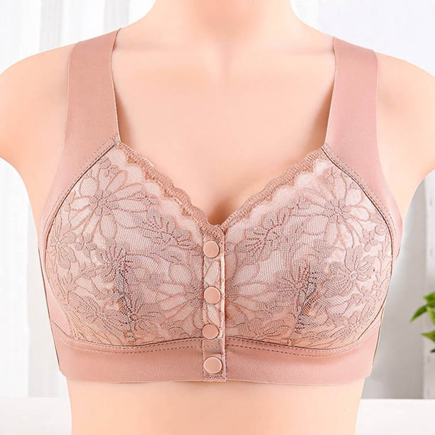 Karight Front Closure Bras for Women No Underwire Full Coverage Breathable Senior Bras Upgraded Push Up Padded Bralette