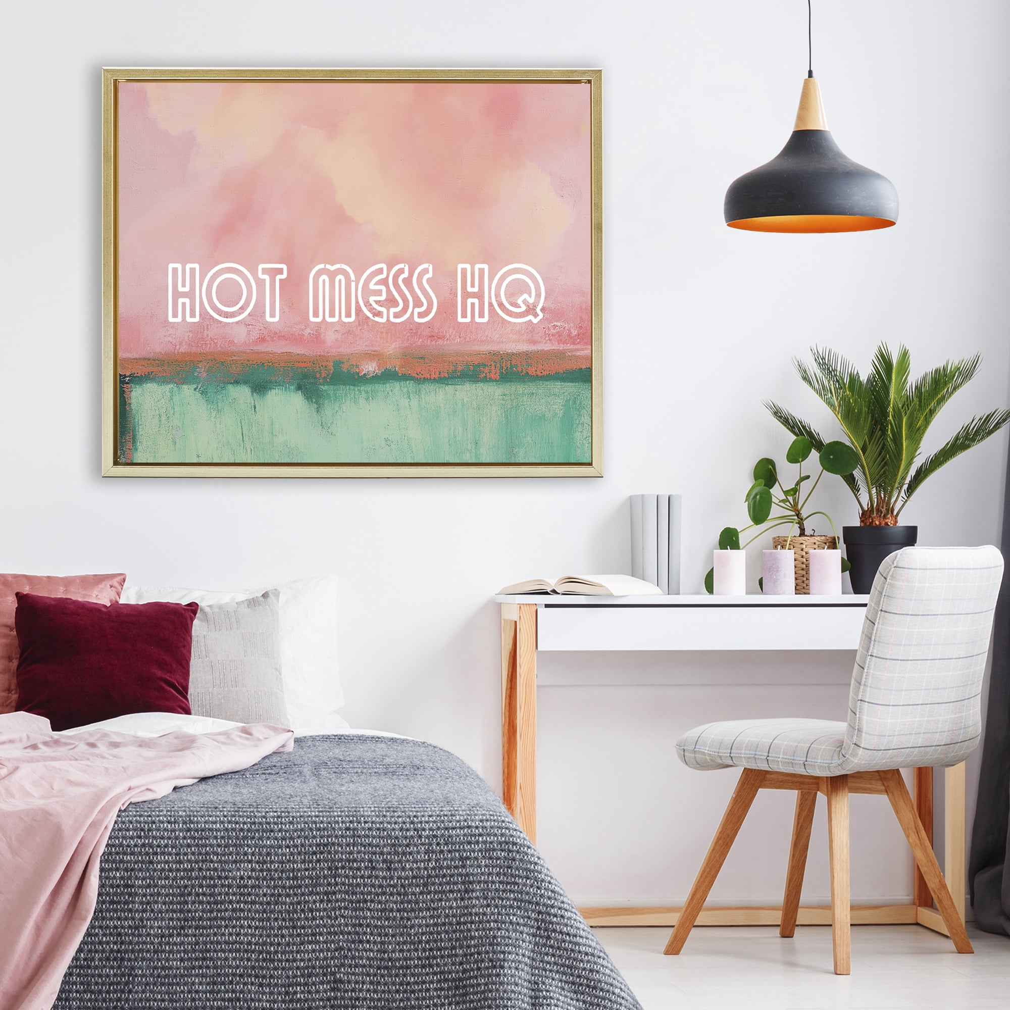 Stupell Industries Hot Mess Headquarters Gold Framed Floater Canvas Wall Art, design by Gina Kelly