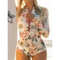 thumbnail image 3 of Sociala Women's One Piece Zipper Front Rashguard Swimsuit Floral Surfing Shirt Sun Protection UPF 50+, 3 of 4