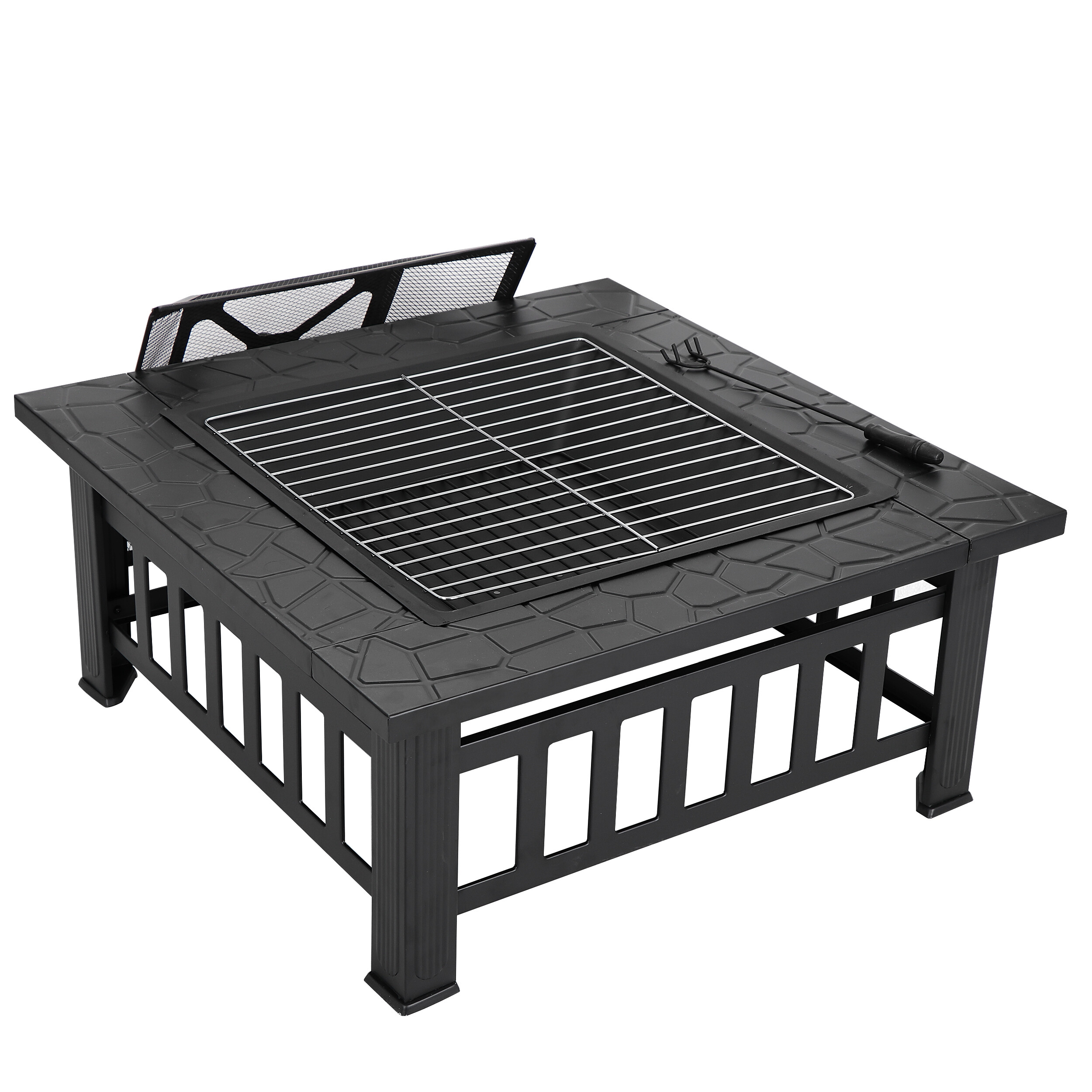 ZENY 32" Outdoor Fire Pit Square Metal Firepit Patio Garden Stove Wood Burning - image 4 of 12