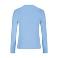thumbnail image 5 of tklpehg Long Sleeve Tops for Women Lightweight Crewneck Classic Solid Color Casual Slim Tunic Tops Going Out Tops Blouses (Sky Blue,L), 5 of 6