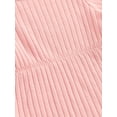 thumbnail image 6 of Mevireiy Baby Girls Romper Ribbed Knit Solid Color Short Sleeve Onesie Bodysuit Outfits,Pink,12-18 Months, 6 of 7