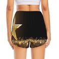 thumbnail image 2 of Lsque Gold Glittering Stars Printed Women's Running Shorts with Liner Pockets,Elastic Quick Dry Workout Athletic Gym Yoga Shorts,Womens High Waist Shorts-, 2 of 7