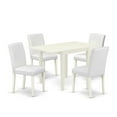 thumbnail image 2 of East West Furniture 5-Piece Table Set-A Wood Dining Table and 4PU LeatherDining Room Chairs with High Back - Linen White Finish, 2 of 10