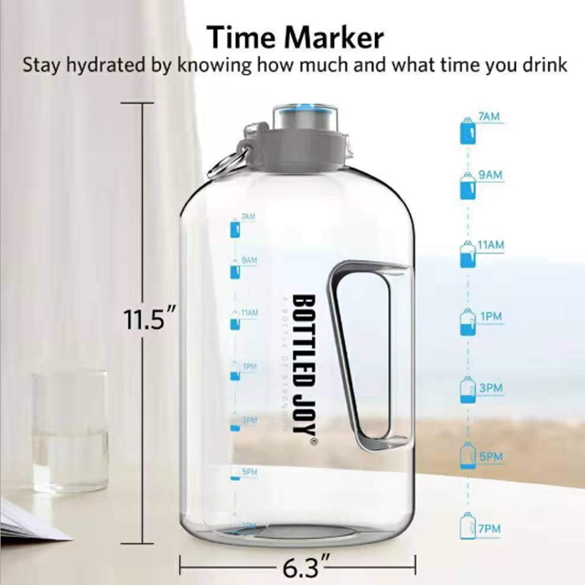 3.78L/1 Gallon Water Bottle With Timer Marker Reminder, Large ...