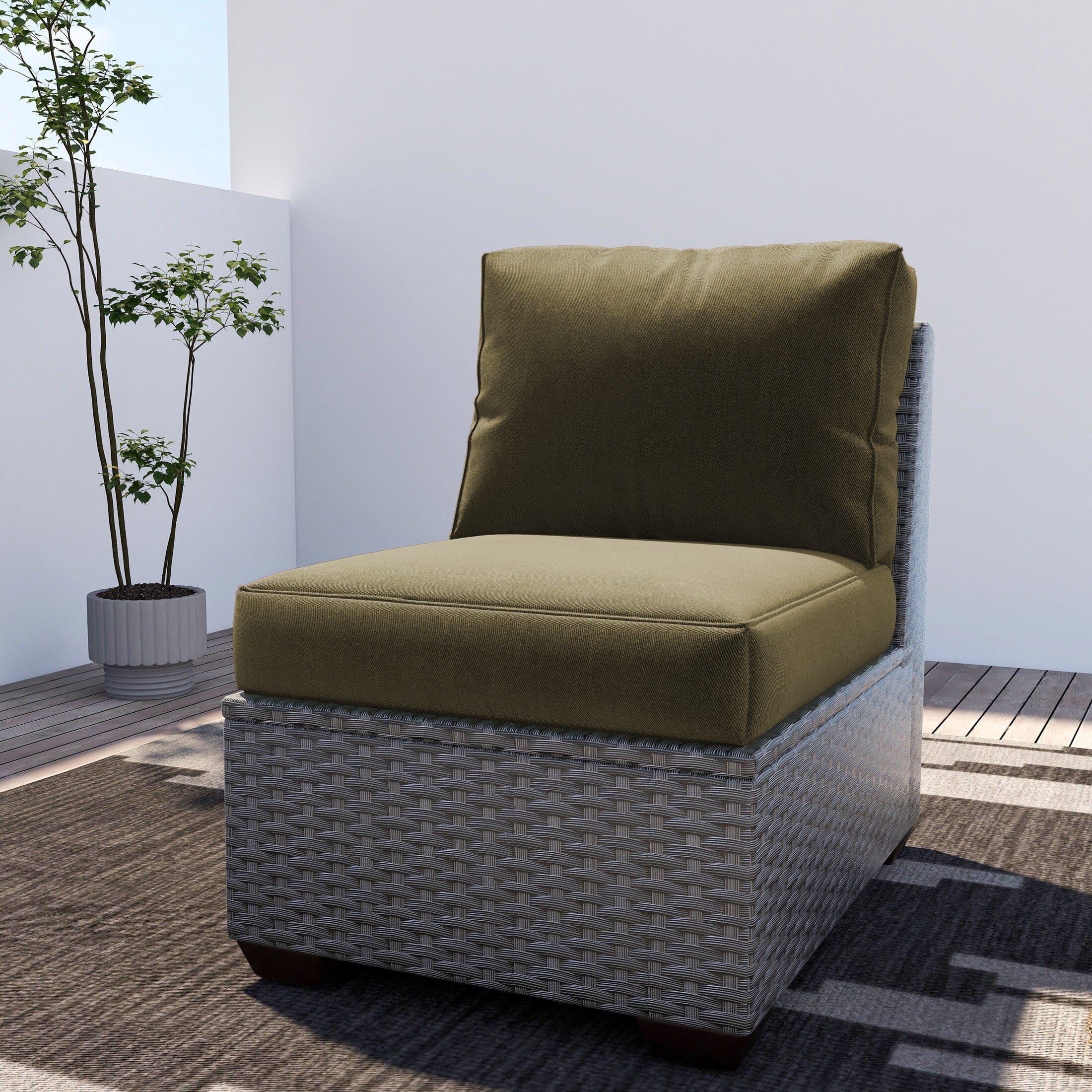 UIXE Outdoor Deep Seat Cushion Set, Patio Furniture Cushions & Back Pad, Water-Resistant Sectional Sofa Cushions for Bistro Chair - Brown