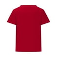 thumbnail image 4 of Dazajoo Solid Color Short Sleeve Tops for Women 2024 Summer Dressy Trendy Button V Neck Tunics Tee Womens Casual Loose Fit Oversized Tshirts with Pocket,Red,XXXXL, 4 of 5