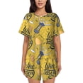 thumbnail image 1 of Balery White Wine Seamless Conjunto de Pijama para Mujer con Estampado, Dos Piezas de Manga Corta y Shorts, Ropa de Dormir Suave con Cuello Redondo y Bolsillos-X-Large, 1 of 6