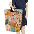 thumbnail image 4 of Yayeee Freestanding Laundry Hamper with Handle Collapsible Large Storage Basket for Clothes, Orange Cityscape Painting, 4 of 7