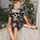 thumbnail image 4 of Balery Vintage Leaf Flower Skull Conjunto de Pijama Infantil de Manga Corta con Estampado – Ropa de Dormir de Algodón Suave-3X-Large, 4 of 6