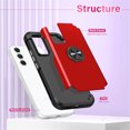 thumbnail image 3 of ELEHOLD for Samsung Galaxy A15 Ring Case,Rugged Protective Case with Ring Holder Kickstand Support Magnetic Car Mount Holder Military Grade Shockproof Cover for Samsung A15,Red, 3 of 6