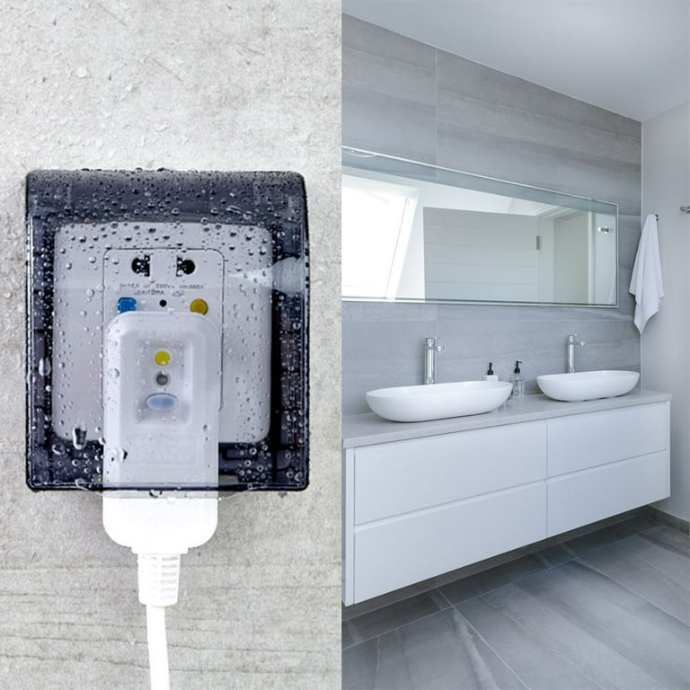 1Pcs Bathroom Splash-Proof Box Power Outlet Supplies Self-Adhesive Electric  Plug Cover Protection Socket Switch Protective Cover Wall Socket