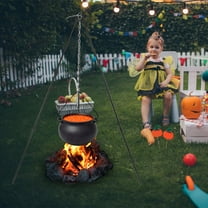 Halloween Decorations Outdoor Large Witches Cauldron on Tripod with Lights Black Plastic Witches Bowl Candy Bucket for Halloween Party Indoor Porch Outdoor Yard Decor (78CM)