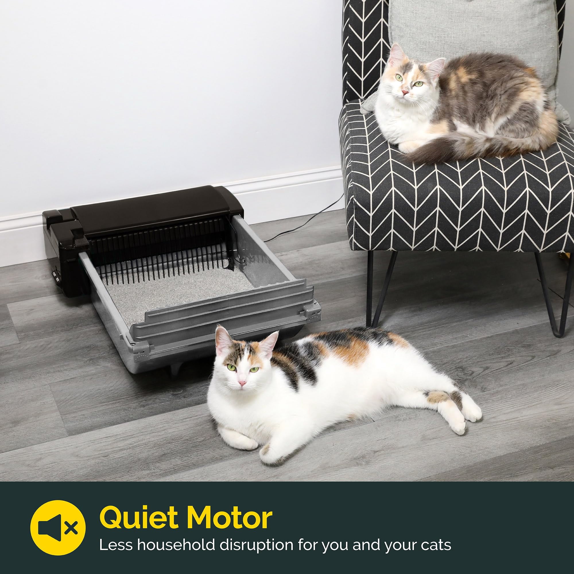 Self Cleaning Semi Automatic Cat Litter Box - Smart Scoop With 18 Bags & Carbon Filter For Up To Two Cats 6-16 Pounds