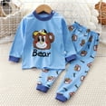 thumbnail image 3 of Boys Pajama Set 2 Piece Cartoon Print Dinosaur Animals Long Sleeve Pants Sleepwear Clothing Sky Blue Preppy Loungewear Sets 6-7T, 3 of 3