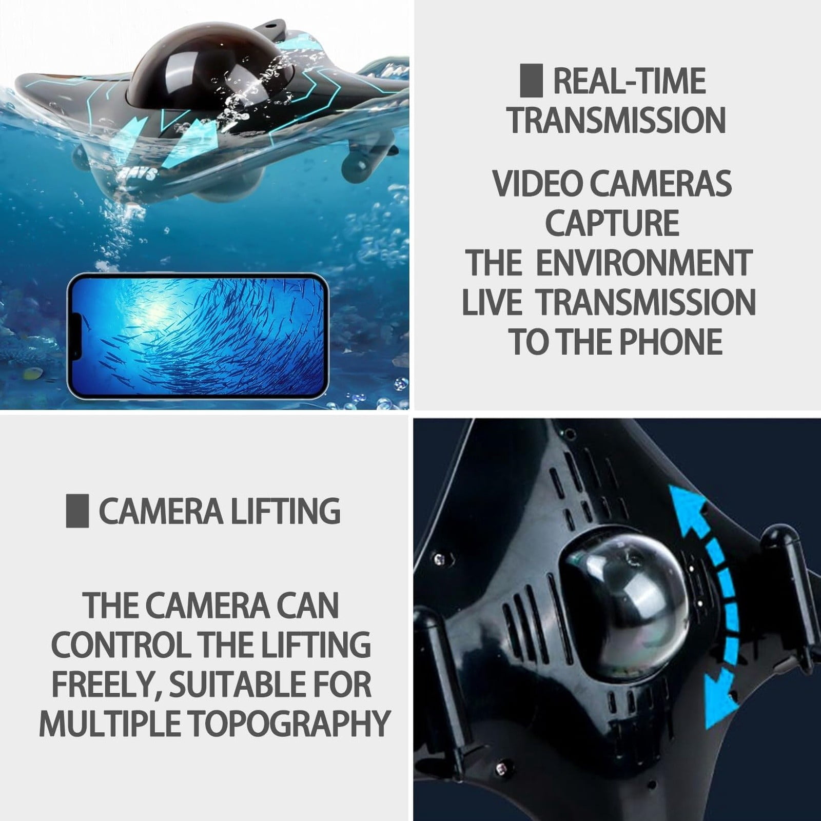6CH Remote Control Boats with HD Camera, Wireless RC Speed Boats App Controlled Water Toy for Pools Lakes Family Entertainment,Real-Time Photography Stable Navigation Durable Sealing Boat,Dark Blue