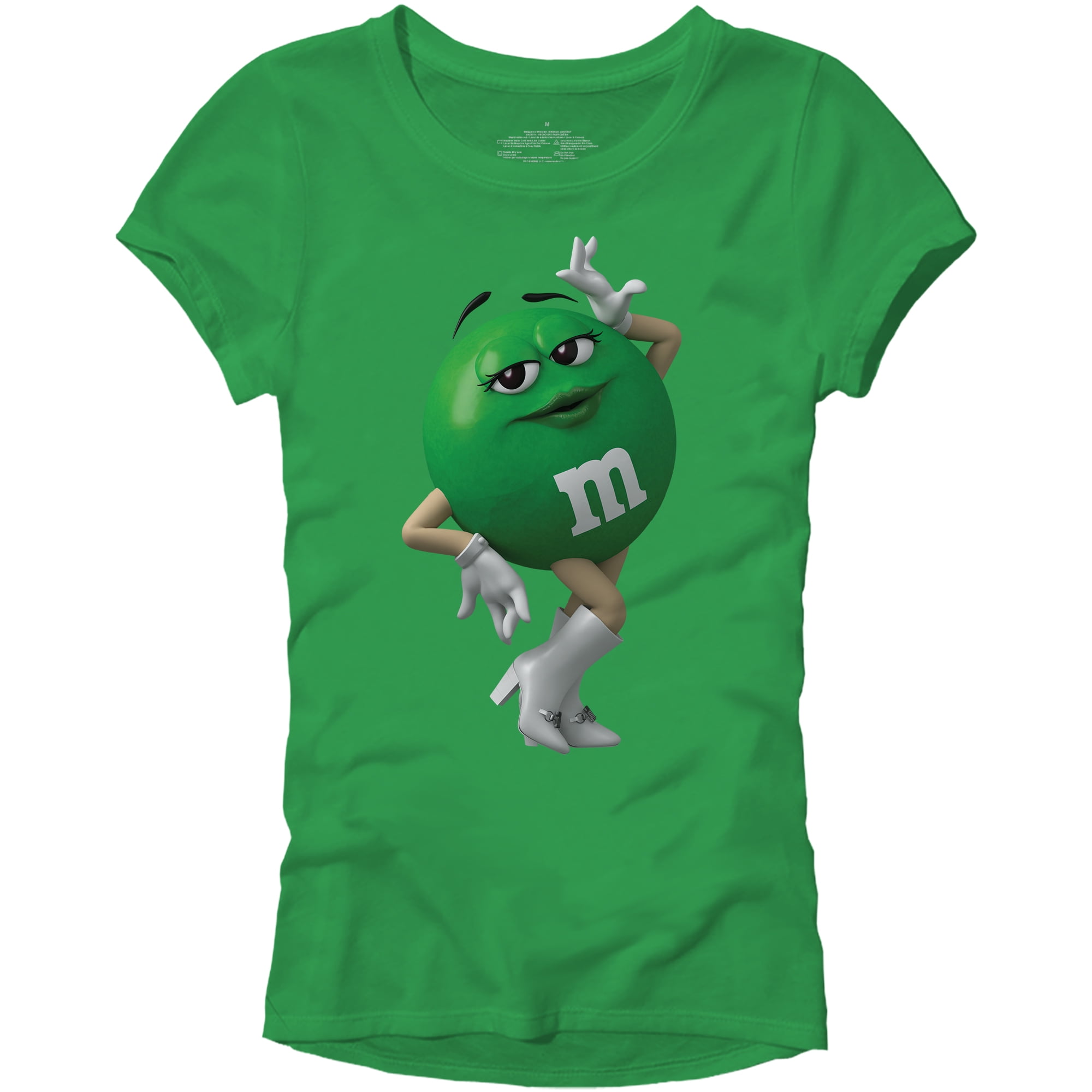 M&M's Candy Character Face Juniors TShirt XL Green