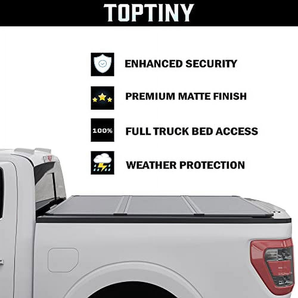 Toptiny Hard Folding Truck Bed Tonneau Cover Fits 2015-2026 Ford F150 /Lightning 5'5"Bed