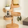 thumbnail image 5 of Taicans ‌Rotating Desktop Organizer - 3-Tier Swivel Stand for Makeup,Jewelry,Plants - Space-Saving Decorative Storage for Desk,Countertop,Bathroom - Wood & Textured Design‌, 5 of 6