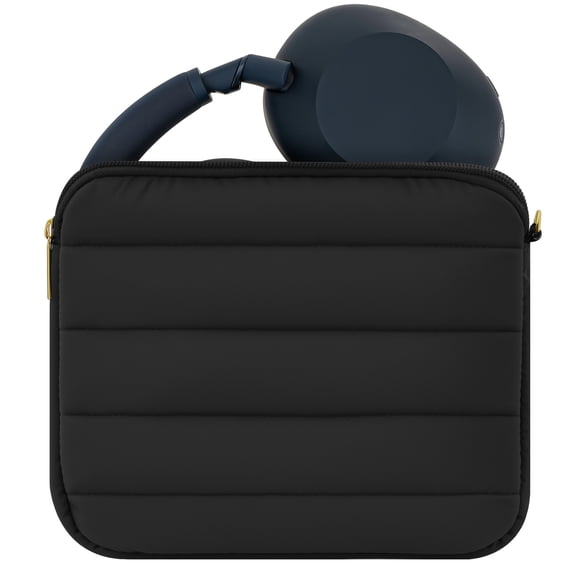 Geekria NOVA Headphones Puffy Pouch Compatible with JBL Tour One M3, Boses QC Ultra II, Sennheiser PXC 550-II, Soft Shell Replacement Protective Travel Carrying Bag with Cable Storage (Black)