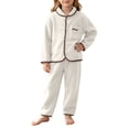 thumbnail image 6 of Asxite Toddler Fall Outfits Solid Fleece Lapel Top Straight Leg Pants Casual Loose Breathable 2 Piece Set 10T, 6 of 7