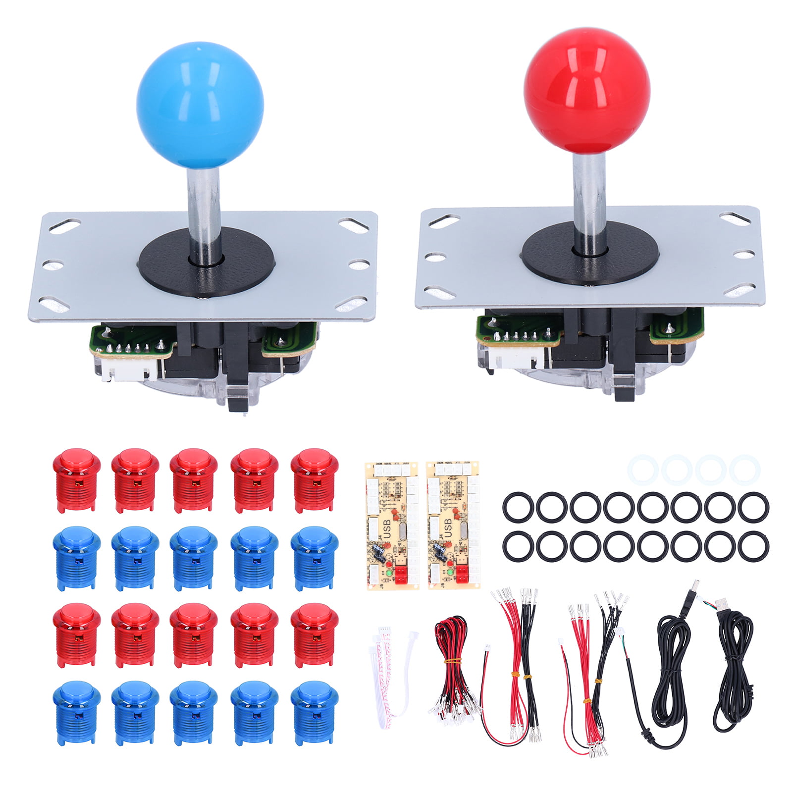 Arcade Game Control Panel DIY Kit Joysticks LED Light 8 Buttons USB Blue 