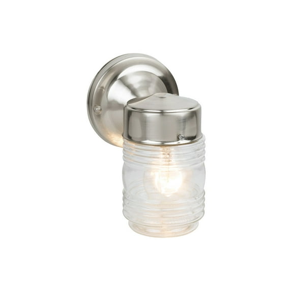 Design House 502195 Jelly Jar 1-Light Indoor/Outdoor Wall Light, Clear Ribbed Glass