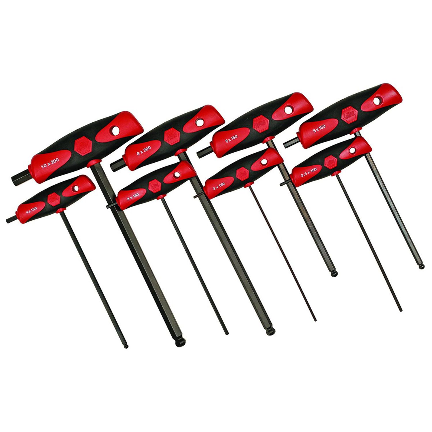 Wiha Soft Grip Dual Drive Ball End Metric Hex T-Handle 8 Pc. Set
